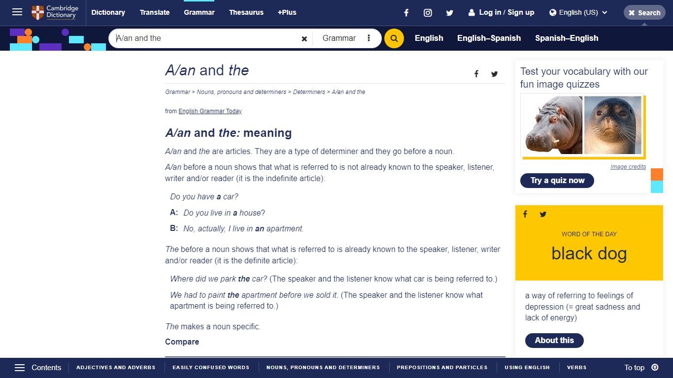 A/an and the - English Grammar Today - Cambridge Dictionary